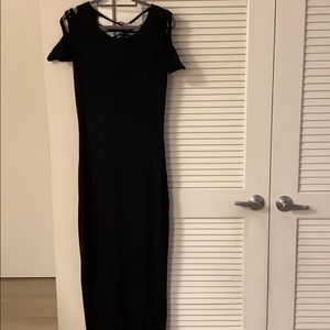 Long Bodycon Sweater Maxi Dress Cut Out Sleeves